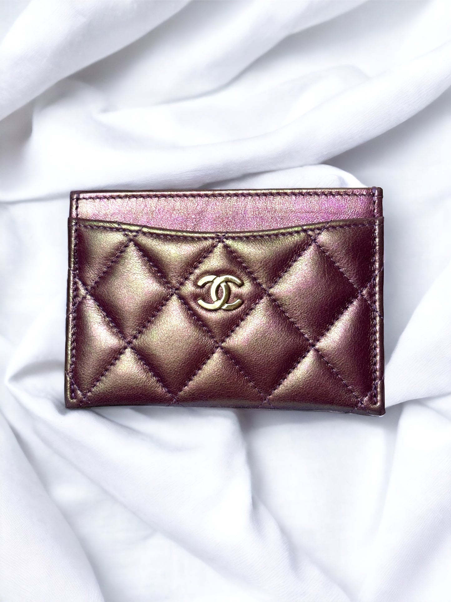 2020 Chanel Iridescent Lambskin Quilted Cardholder