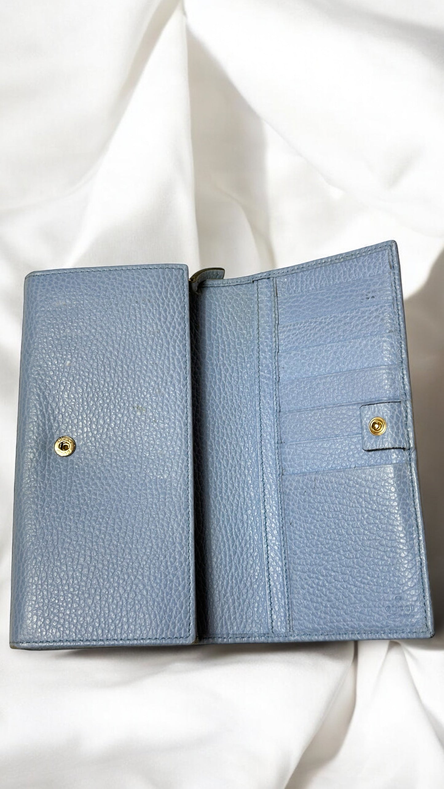 GUCCI Baby Blue Swing Long Bifold Wallet