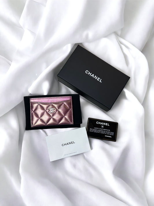 2020 Chanel Iridescent Lambskin Quilted Cardholder