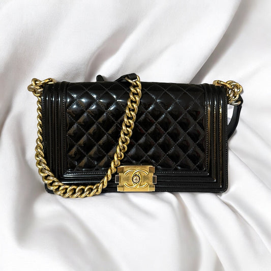 Chanel Medium Quilted Patent Boy Bag