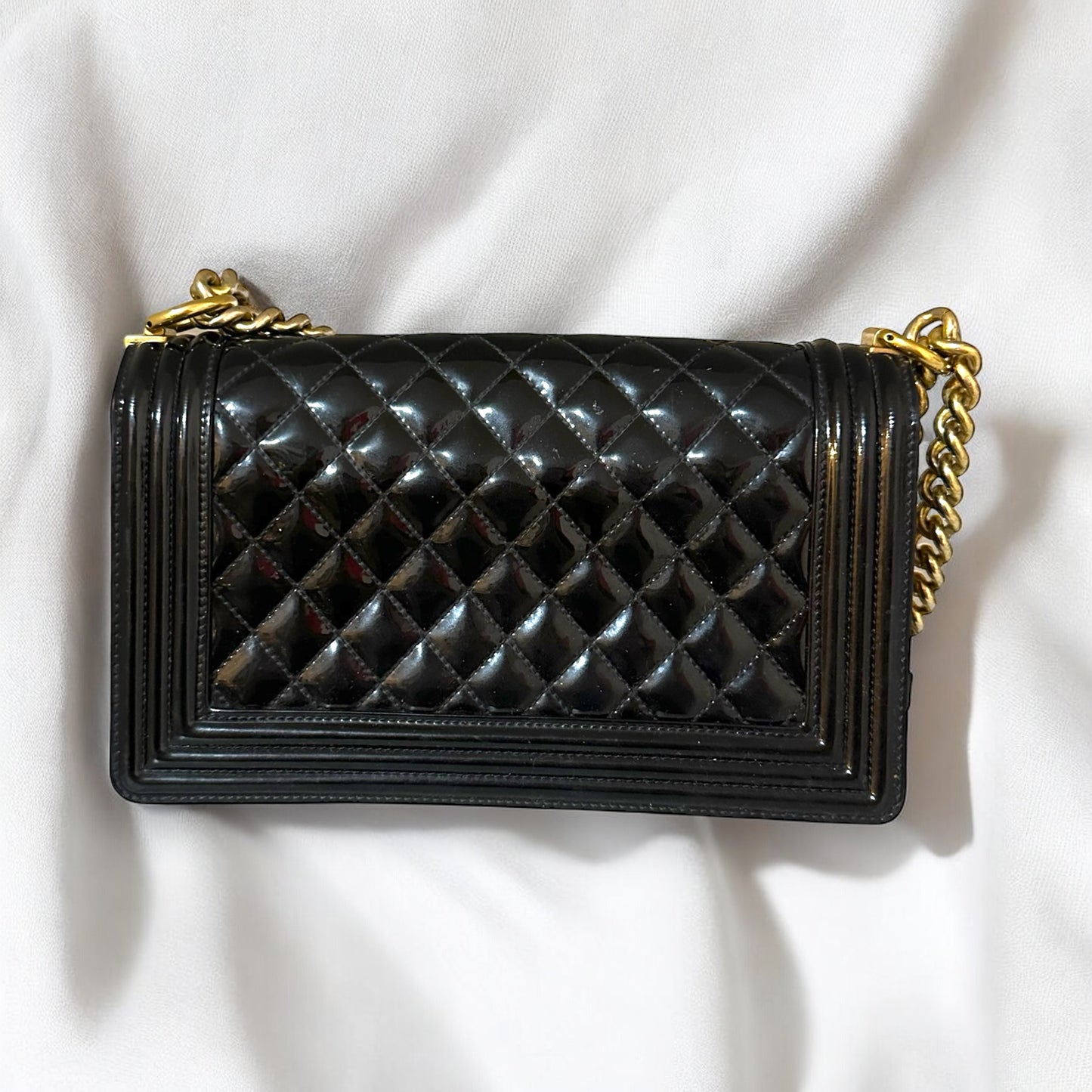 Chanel Medium Quilted Patent Boy Bag